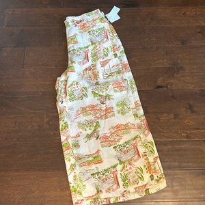 Cynthia Rowley Womens Pants Wide Leg Mediterranean Coast New Linen Capri